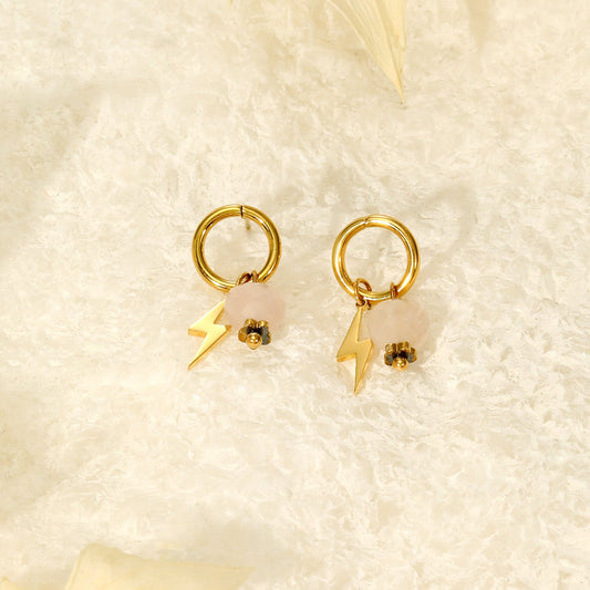 Earrings with Lightning & Hanging Stone – Cool & Stylish | Twinolo