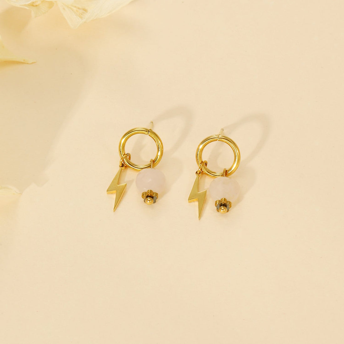 Earrings with Lightning & Hanging Stone – Cool & Stylish | Twinolo