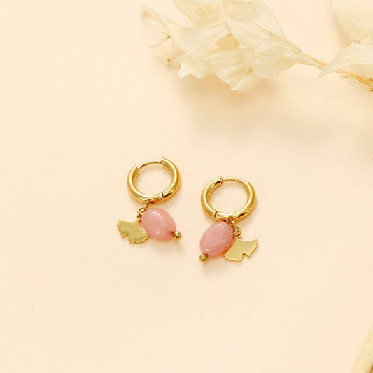 Hoop Earrings with Drop Shaped Opal – Subtle Colors | Twinolo
