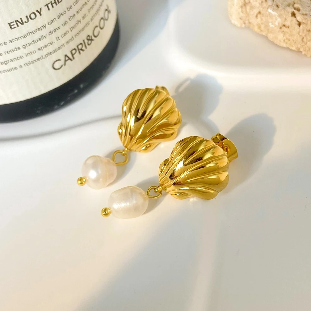 Shell Earrings with Pearl – Natural Elegance | Twinolo