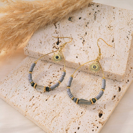 Hoop Earrings with Sun Pendant – Warm and Radiant | Twinolo