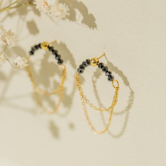 Earrings with Beaded Chain – Boho Chic Look | Twinolo