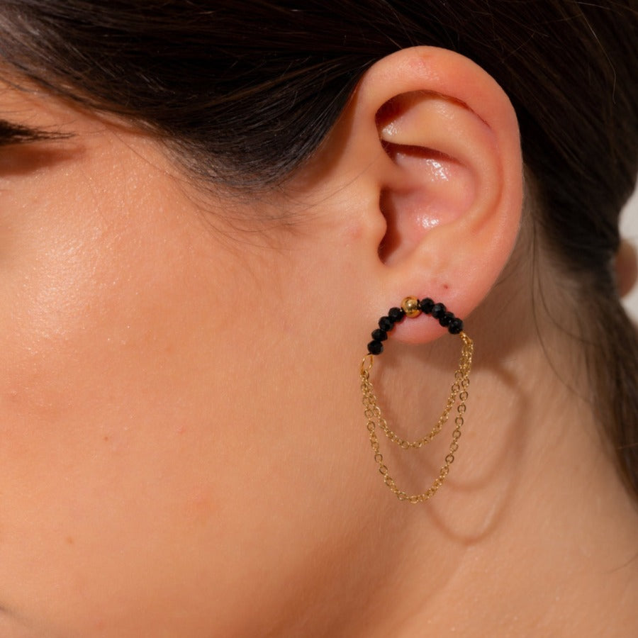 Earrings with Beaded Chain – Boho Chic Look | Twinolo