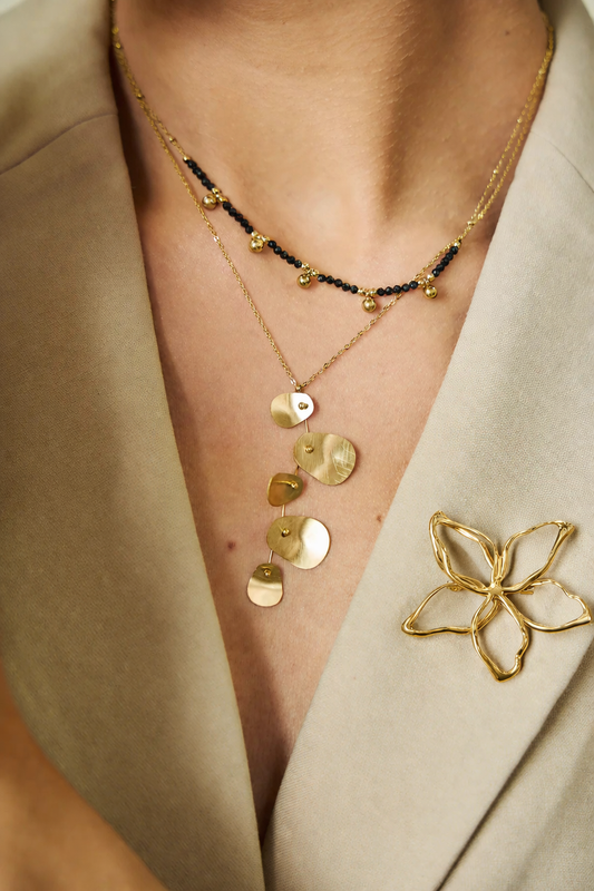 Gold Open Flower Brooch – Stainless Steel | Twinolo