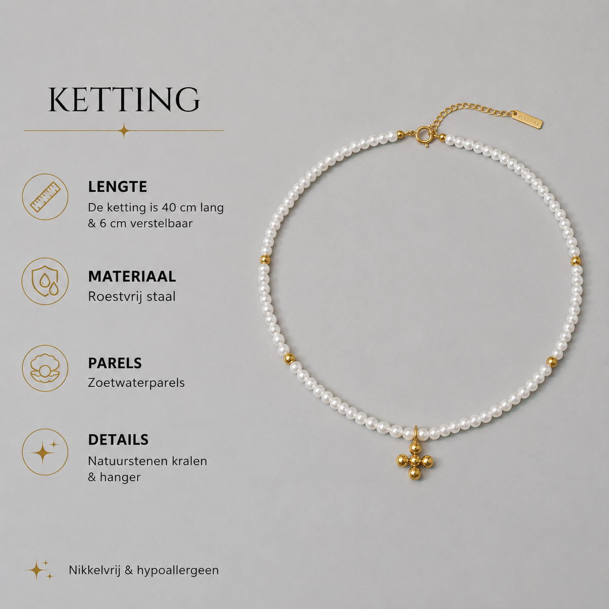 Pearl Necklace with Cross Pendant – Classic & Timeless | Twinolo
