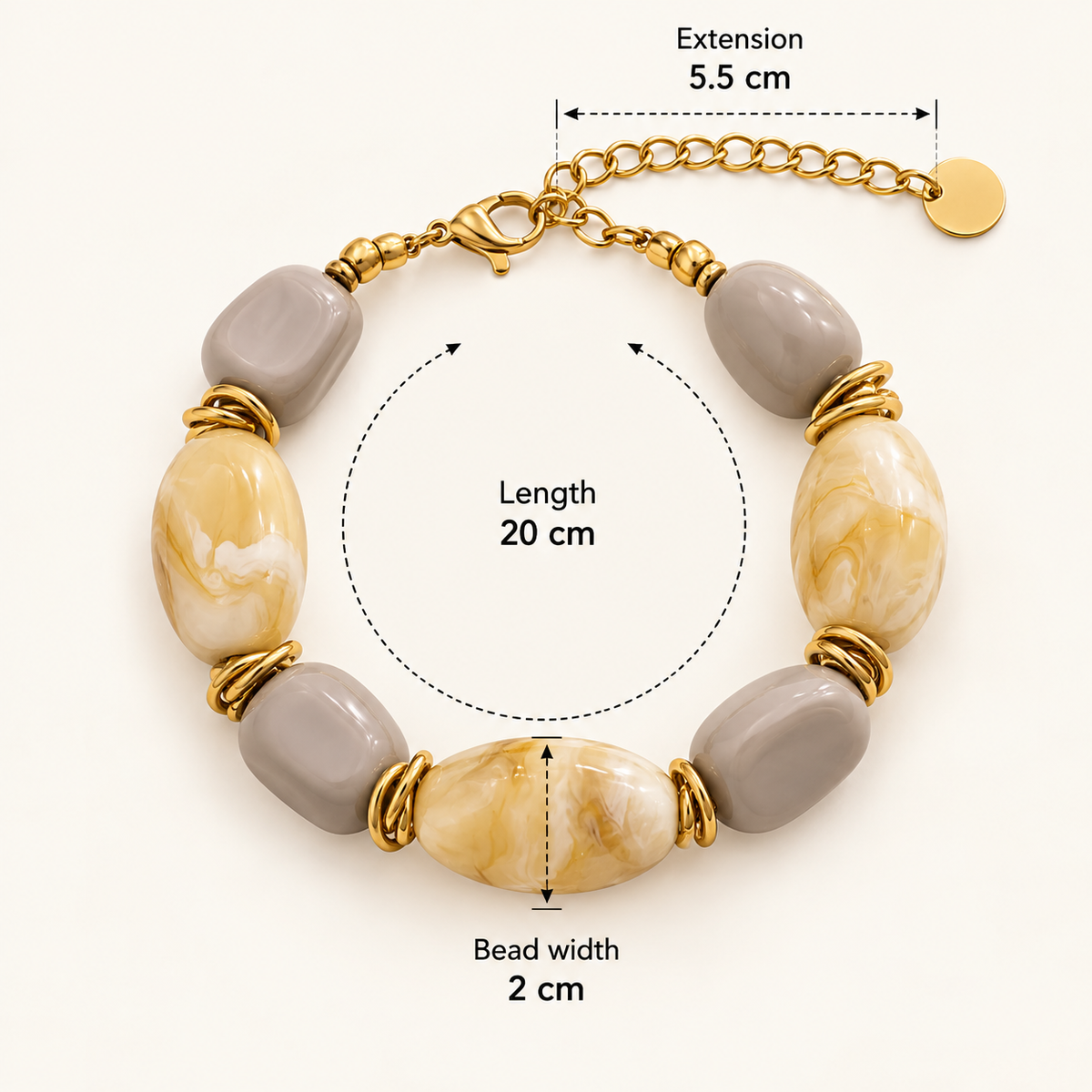 Marmerlook Kralenarmband met Grote Kralen | TWINOLO