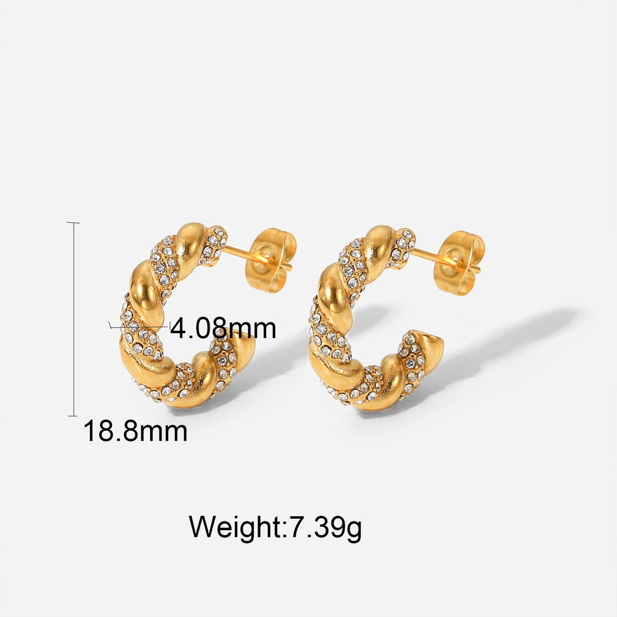 Croissant Earrings with Zirconia – Elegant & Sparkling | Twinolo