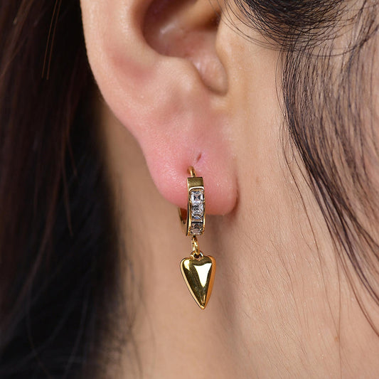 Golden Hoops with Heart Pendant – Romantic & Elegant | Twinolo
