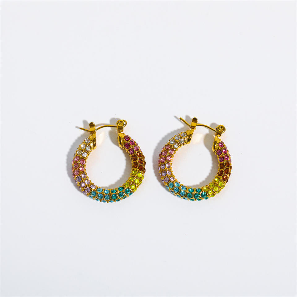 Gold Hoop Earrings with Zirconia – Elegant & Cheerful | Twinolo