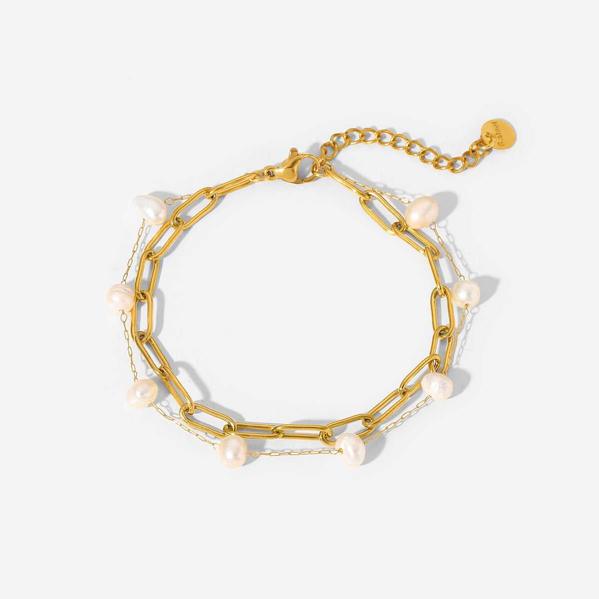 Link Bracelet with Pearl Accent – Stylish & Modern | Twinolo