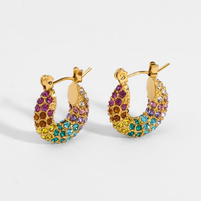 Hoop Earrings with Colorful Zirconia – Sparkling Style | Twinolo