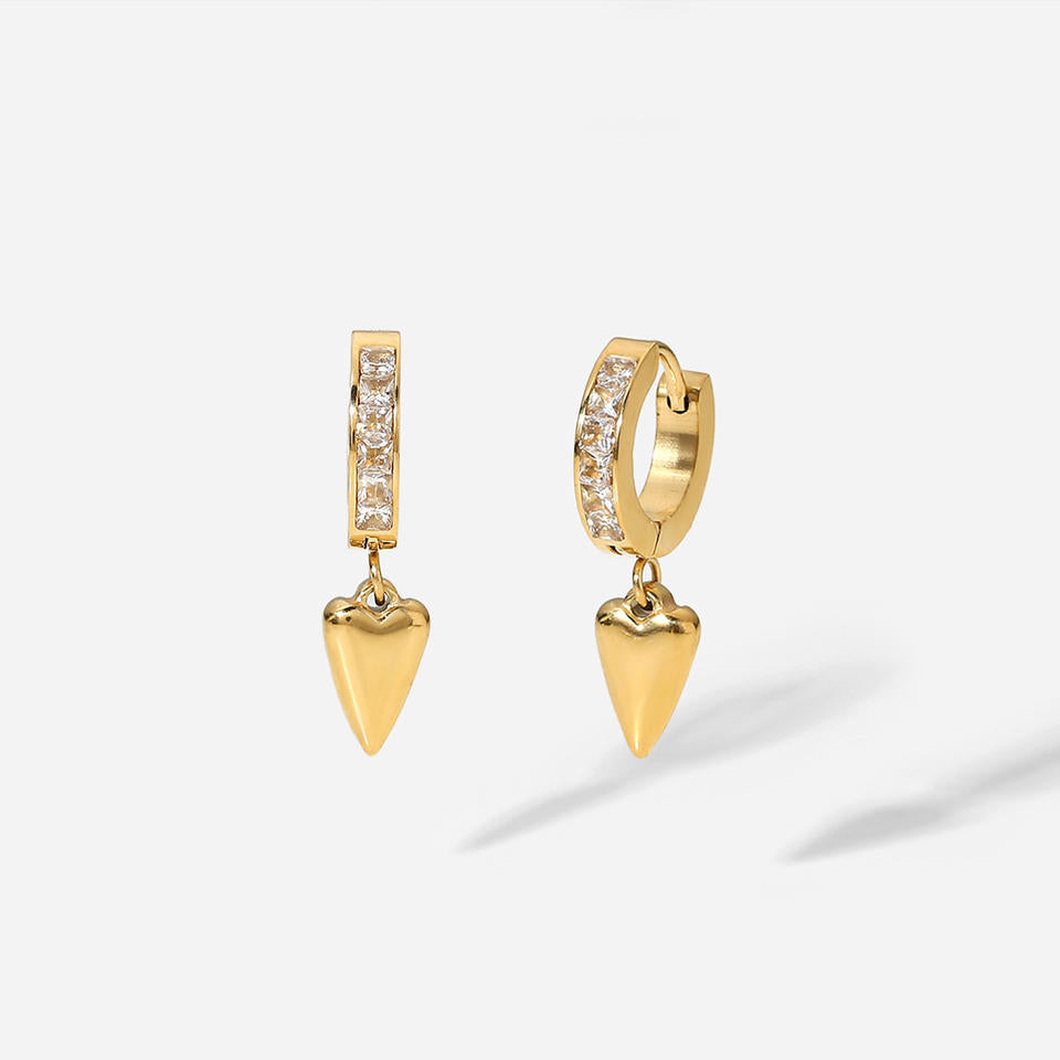Golden Hoops with Heart Pendant – Romantic & Elegant | Twinolo