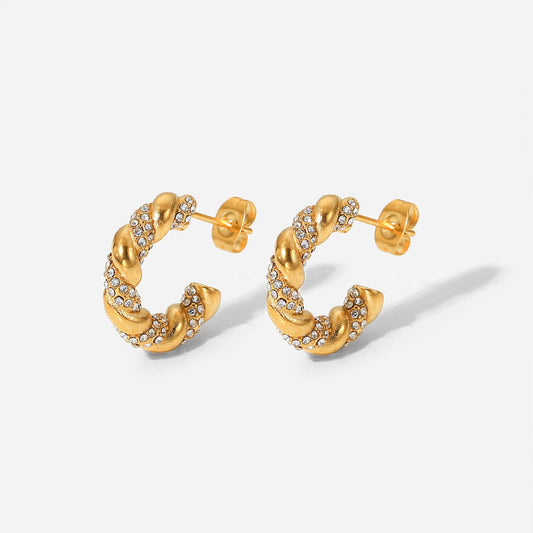 Croissant Earrings with Zirconia – Elegant & Sparkling | Twinolo