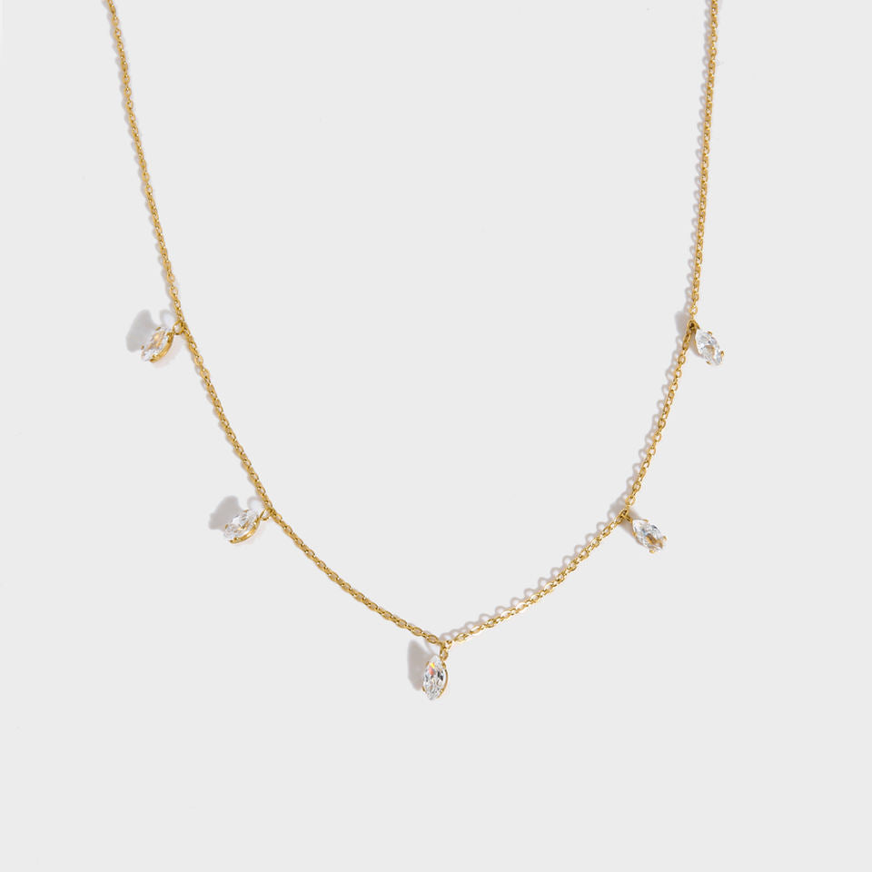 Gold Plated Necklace with Zirconia - Luxurious Sparkle | Twinolo
