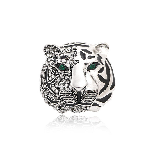 Brooch - Elegant Tiger Head Brooch with Crystals | Twinolo