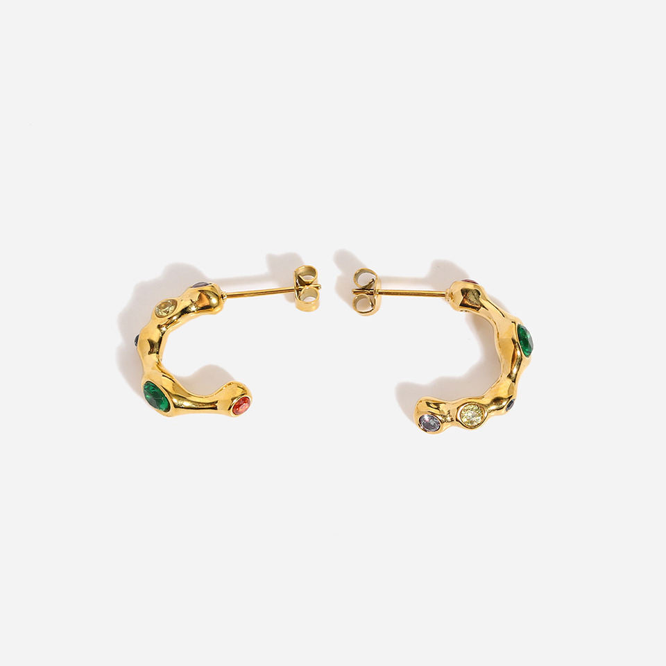 Mini Hoop Earrings with Colorful Zirconia – Subtle Shine | Twinolo