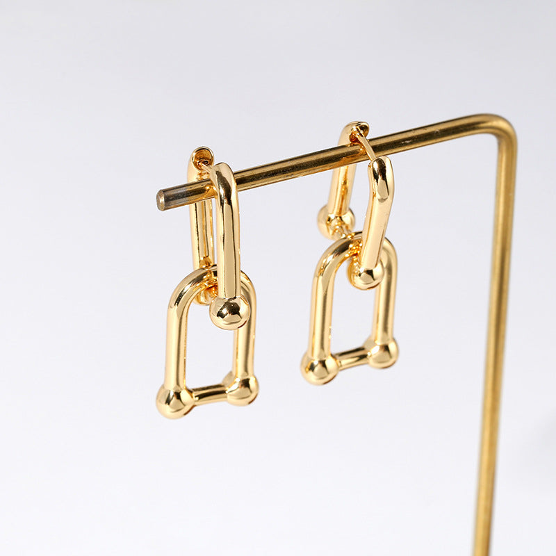 Gold Earrings with Link Chain – Cool & Stylish | Twinolo