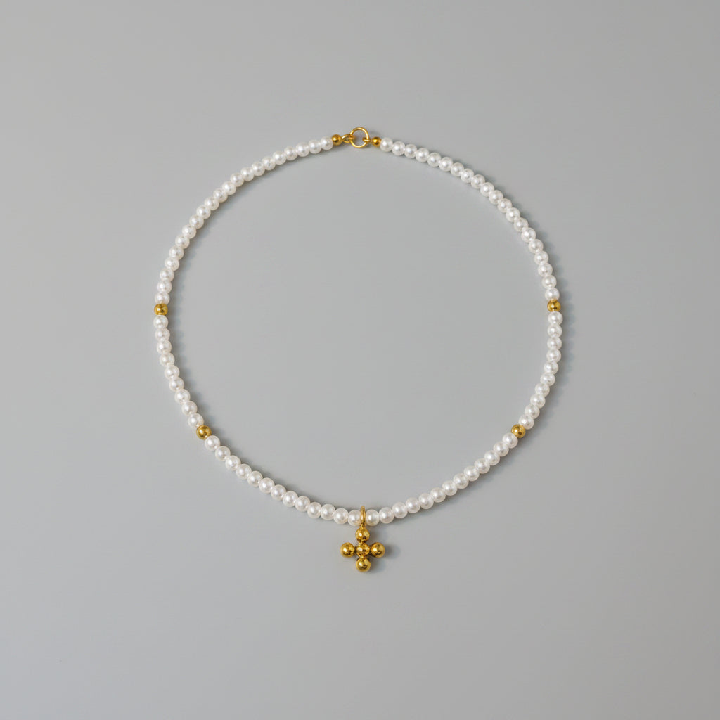 Pearl Necklace with Cross Pendant – Classic & Timeless | Twinolo