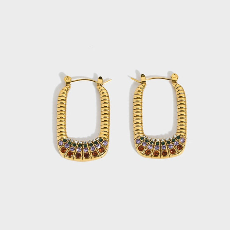 Hoop Earrings with Pearls and Colorful Stones – Unique Design | Twinolo