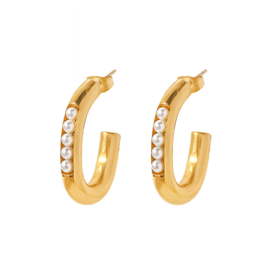 Hoop Earrings with Small Pearl – Subtle Design | Twinolo