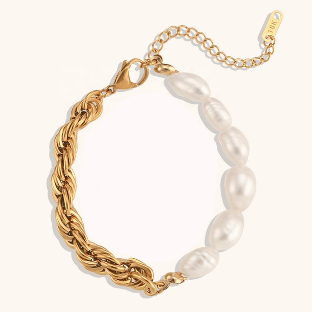 Freshwater Pearl Bracelet with Link Chain – Timeless & Elegant | Twinolo