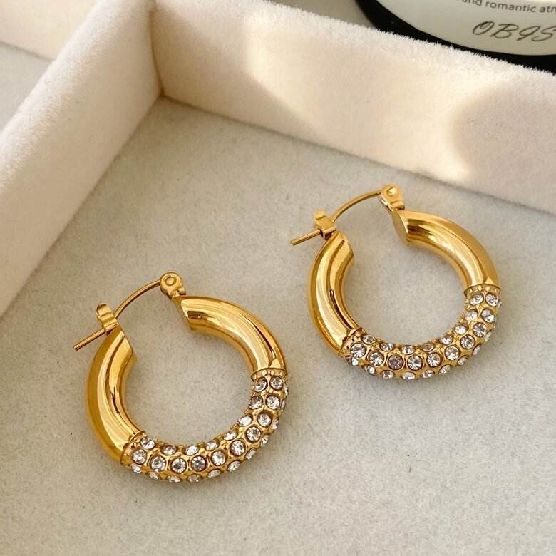 Hoop Earrings with Zirconia – Timeless Shine | Twinolo