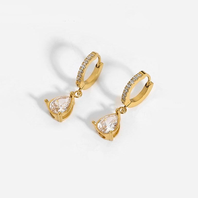 Elegant Teardrop Earrings with Zirconia – Radiant Accents | Twinolo