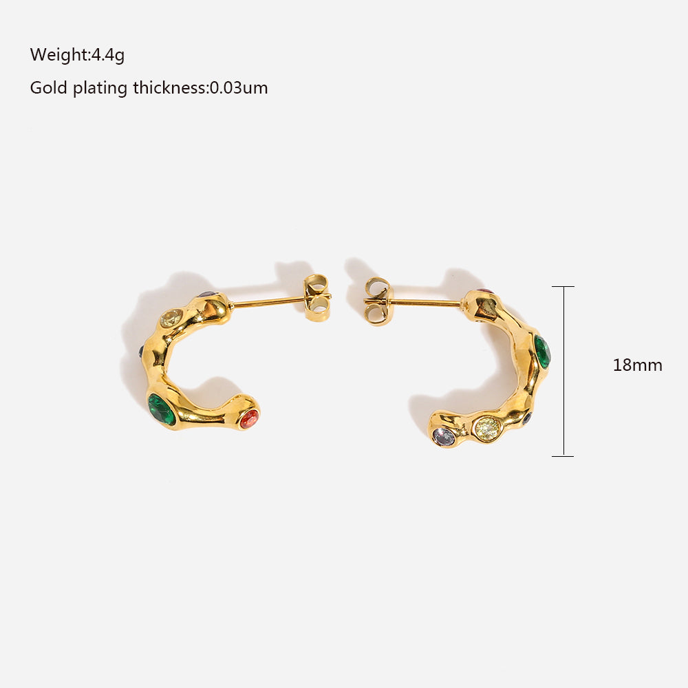 Mini Hoop Earrings with Colorful Zirconia – Subtle Shine | Twinolo