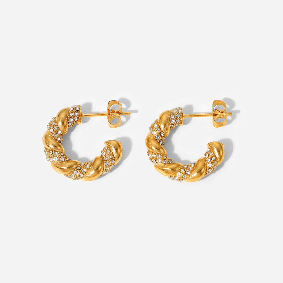 Croissant Earrings with Zirconia – Elegant & Sparkling | Twinolo