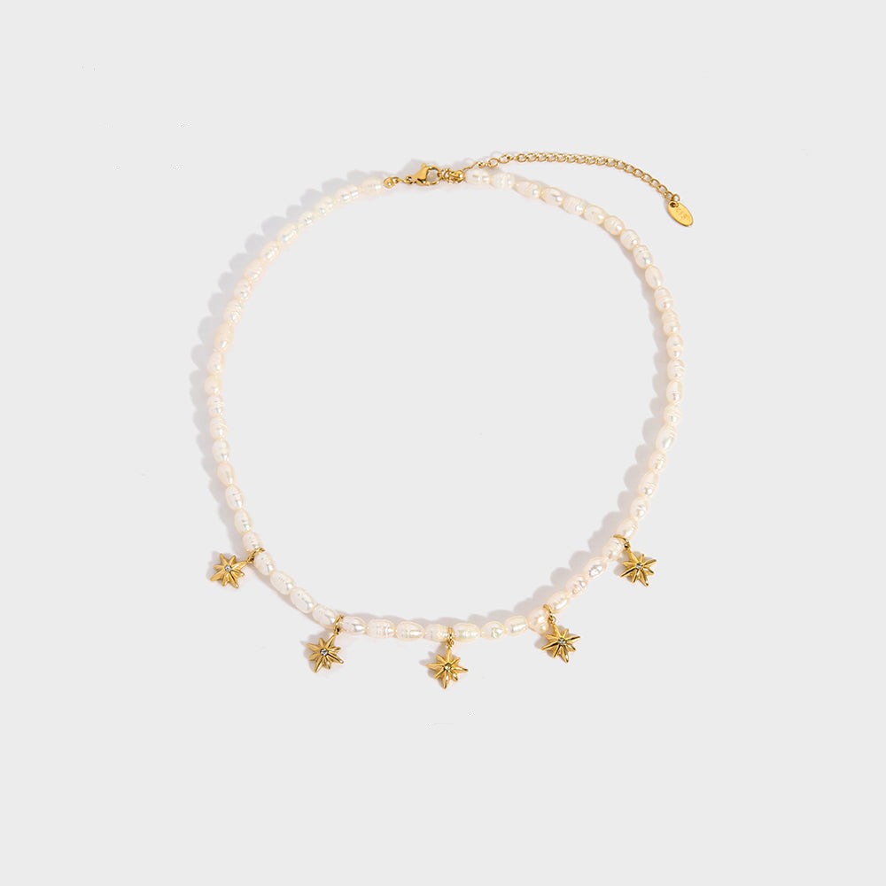 Freshwater Pearl & Star Necklace – Elegant & Playful | Twinolo