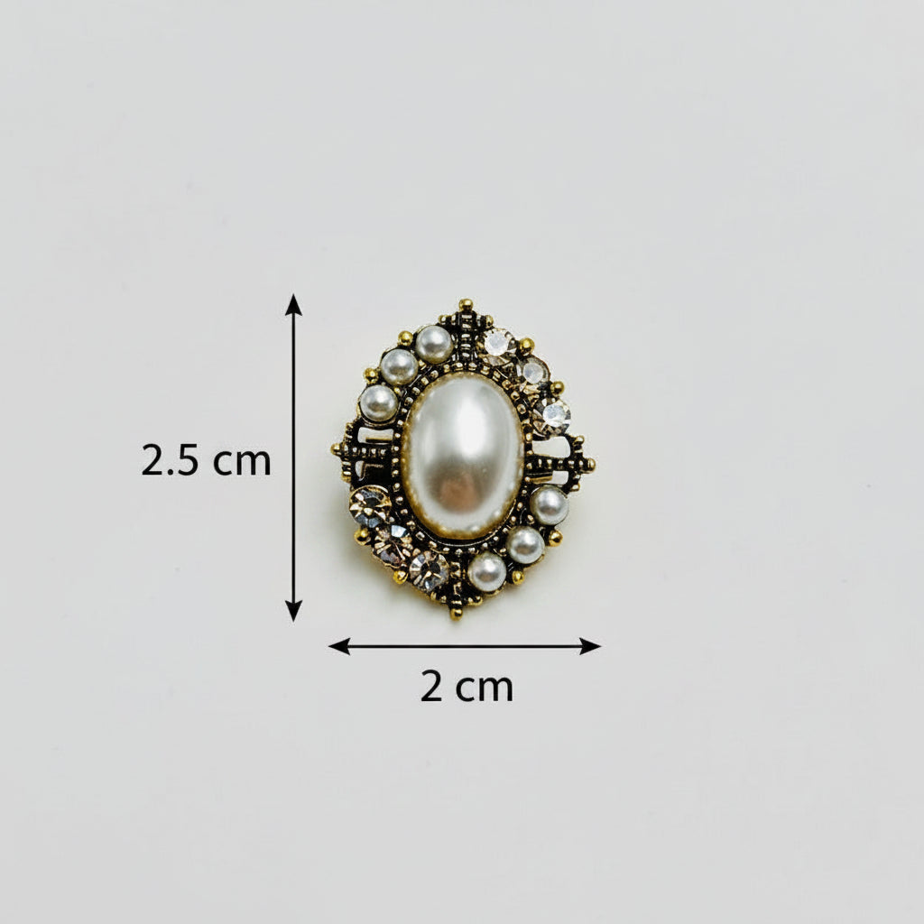 Brooch - Elegant Brooch with Crystals and Pearl