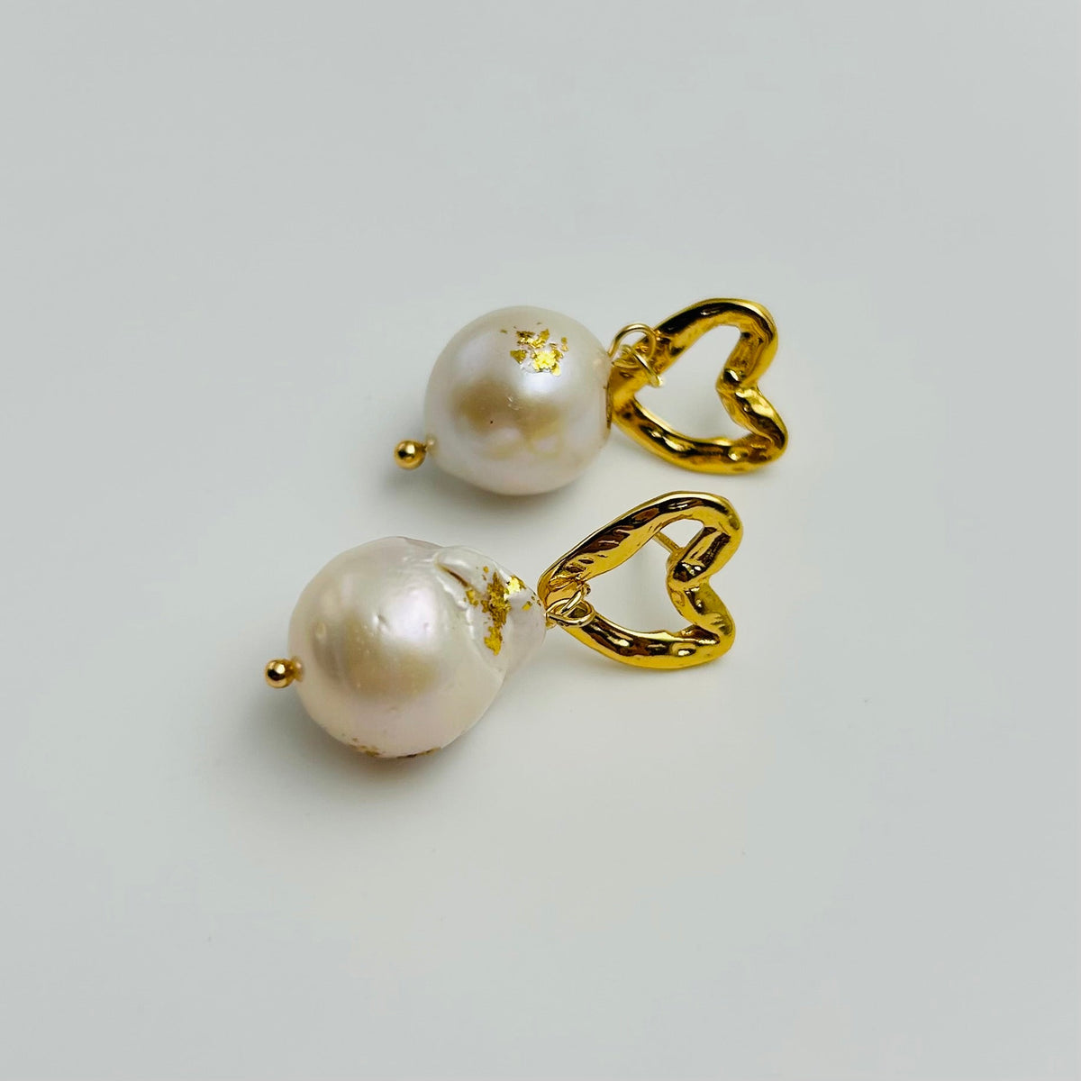 Golden Earrings with Pearl and Heart Shape – Stylish Statement | Twinolo