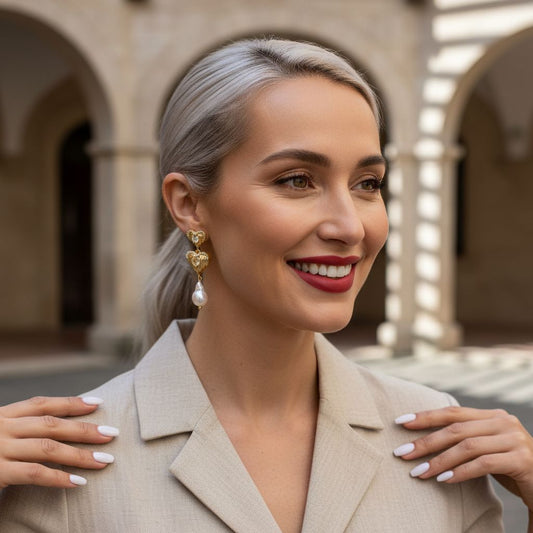 Pearl Earrings with Heart Shaped Design – Loving Detail | Twinolo