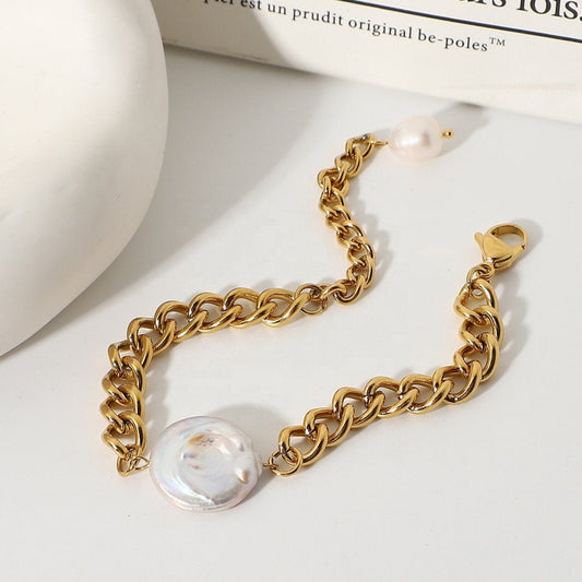 Freshwater Pearl & Link Bracelet – Refined Design | Twinolo