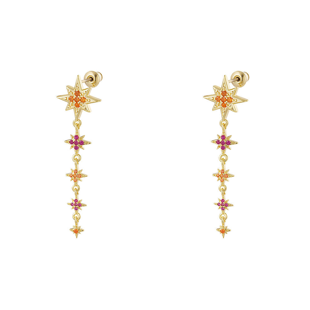 Earrings with Colorful Zirconia Star – Lively & Chic | Twinolo