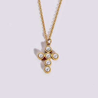 Necklace with Pearl Cross Pendant – Elegant & Symbolic | Twinolo