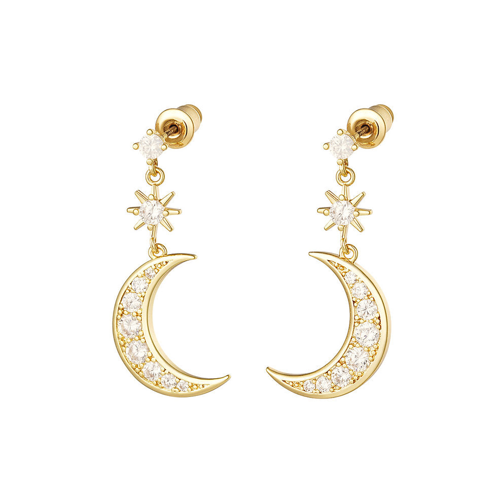 Earrings with Colorful Zirconia Moon – Playful & Radiant | Twinolo