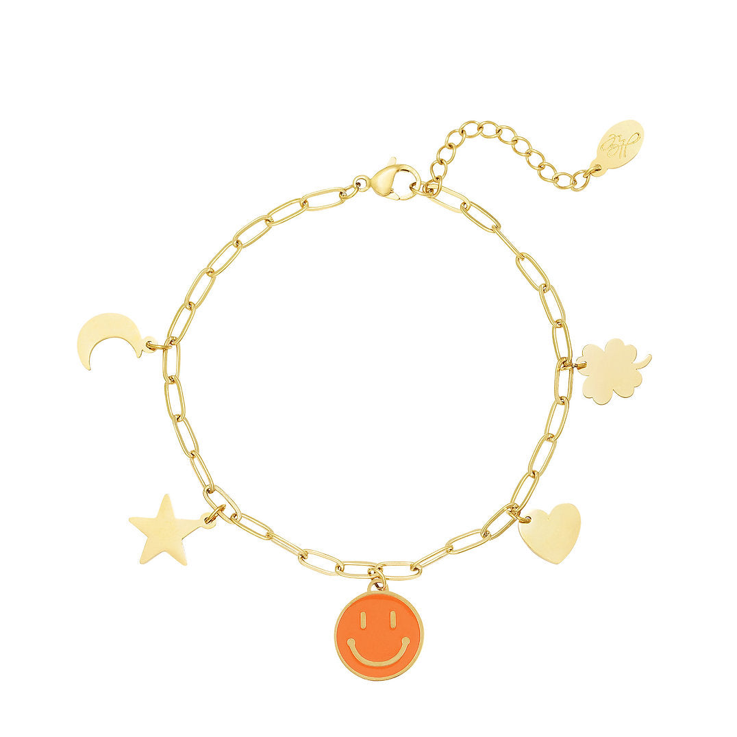 Lucky Bracelet with Moon, Star, Clover, Heart & Smiley | Twinolo