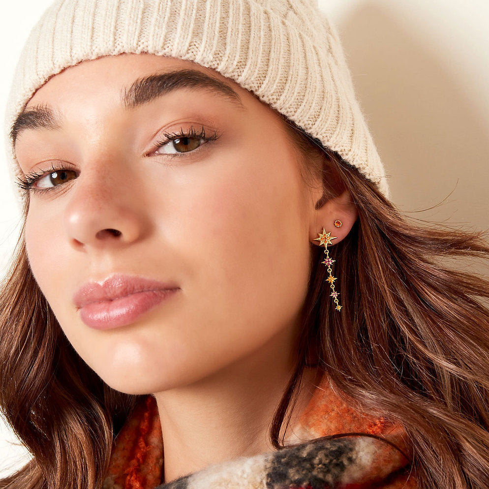 Earrings with Colorful Zirconia Star – Lively & Chic | Twinolo