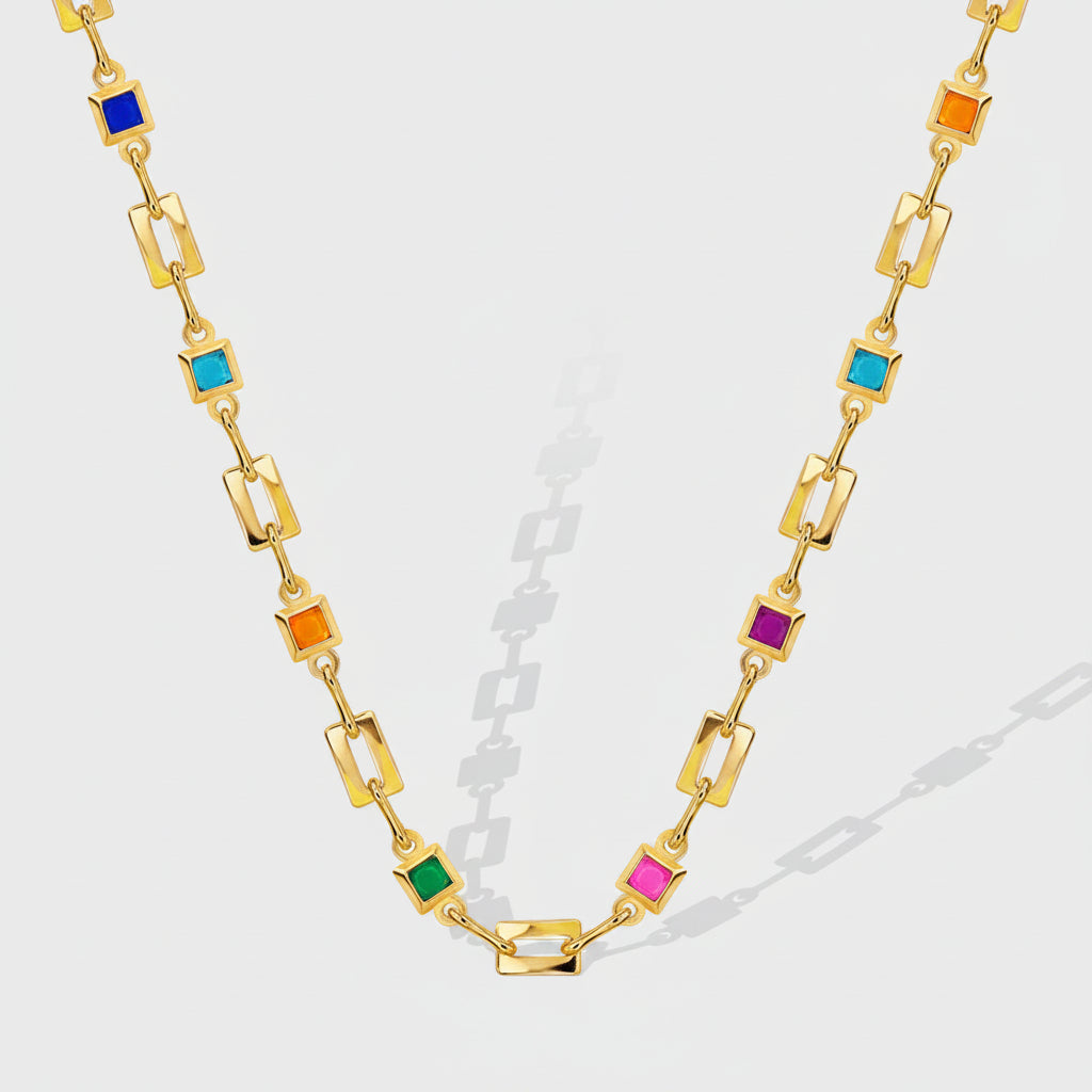 Necklace with Colorful Zirconias – Playful & Sparkling | Twinolo