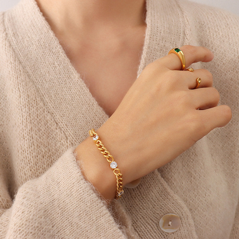 Zirconia Link Bracelet – Elegant & Shiny | Twinolo