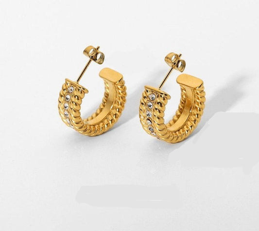 Mini Hoops with Sparkling Zirconia Stones – Elegant Design | Twinolo