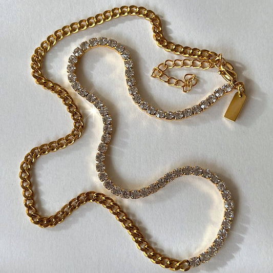 Gold Plated Necklace with Zirconia - Luxurious Sparkle | Twinolo