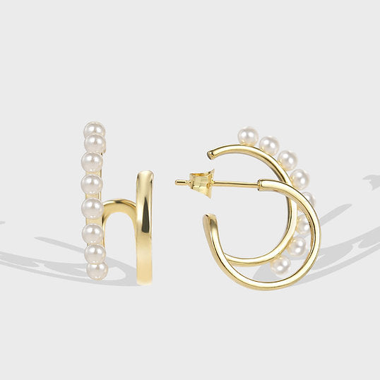 Double Pearl Hoop Earrings – Playful & Elegant | Twinolo
