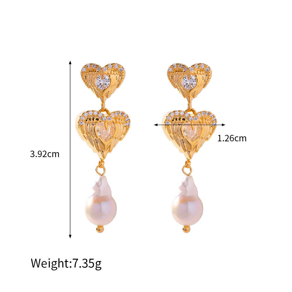 Pearl Earrings with Heart Shaped Design – Loving Detail | Twinolo