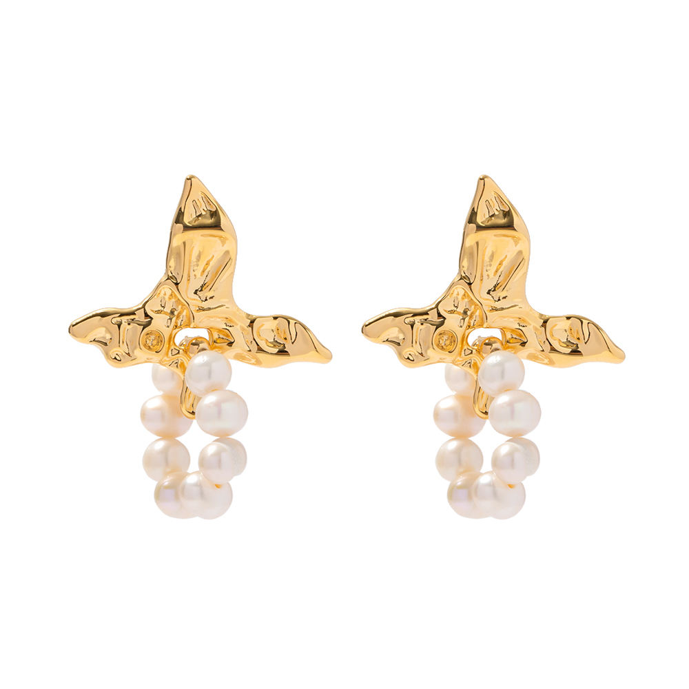 Earrings with Dangling Pearl & Embellishment – Sophisticated Design | Twinolo