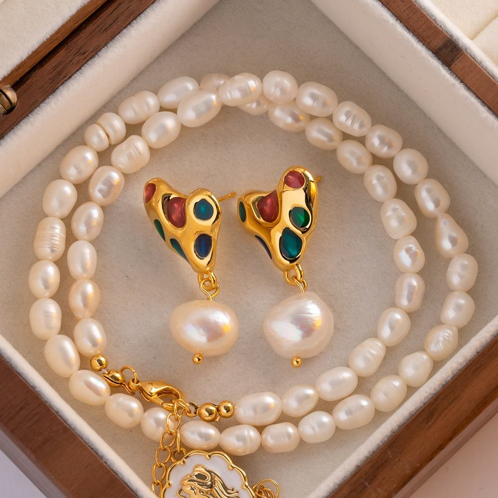 Earrings with Heart & Pearl – Romantic & Elegant | Twinolo