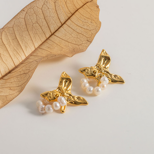 Earrings with Dangling Pearl & Embellishment – Sophisticated Design | Twinolo