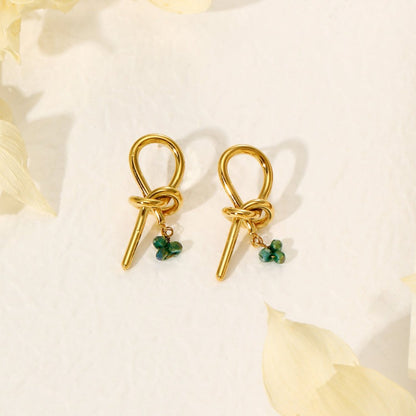 Golden Earrings with Green Stones – Luxurious & Colorful | Twinolo