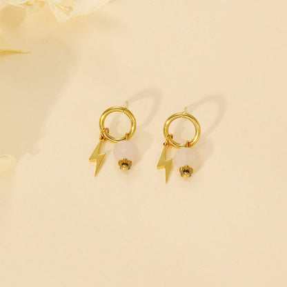 Earrings with Lightning &amp; Hanging Stone – Cool & Stylish | Twinolo